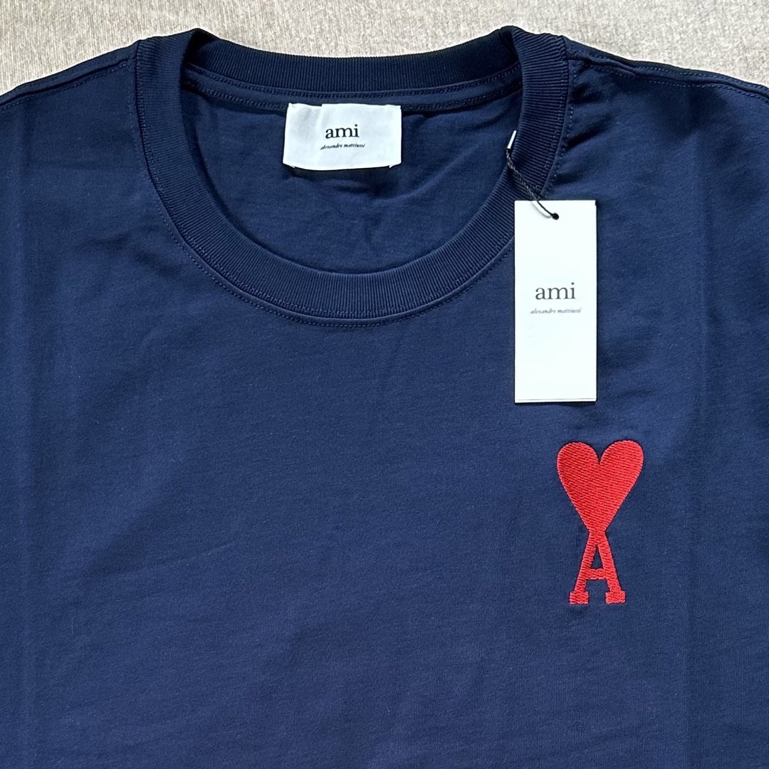 濃紺XXXL新品 AMI Paris アミ グラフィック ロゴ 刺繍 Tシャツ