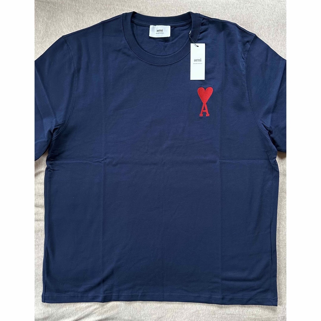 濃紺XXL新品 AMI Paris アミ グラフィック ロゴ Tシャツ 半袖