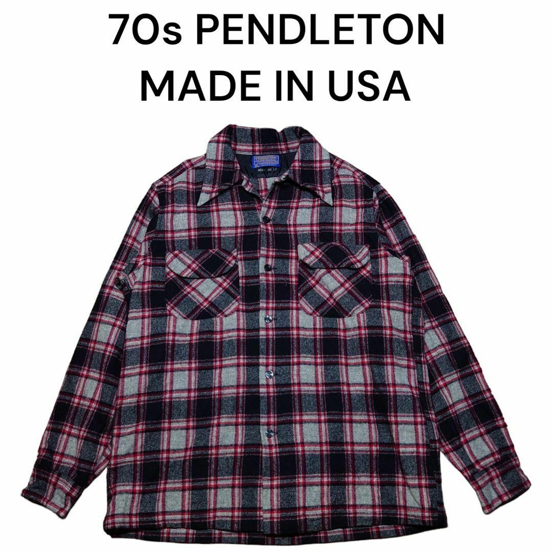 PENDLETON - 美品 70s PENDLETON オープンカラーチェックシャツ 古着 ...
