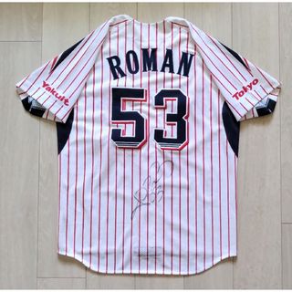 【レア　サイン】ヤクルト　スワローズ　ロマン　ホーム　ユニフォーム　ゼット　XL