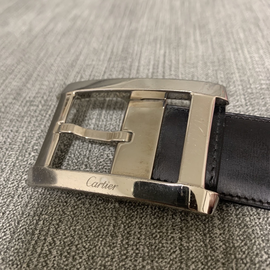 Cartier カルティエ ベルト タンク シルバー金具 黒 Cartier カルティエ ベルト タンク シルバー金具 黒