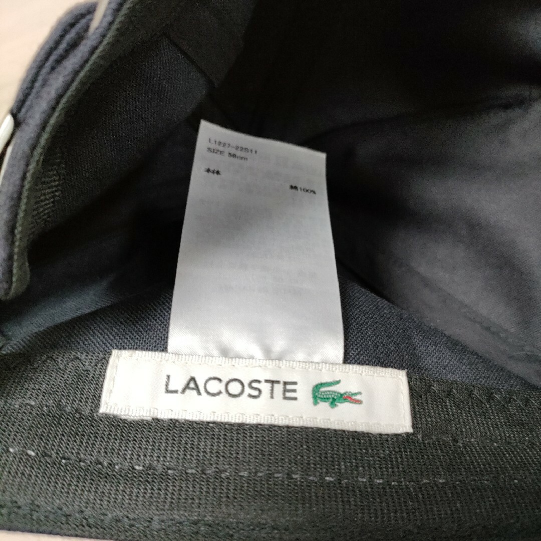 LACOSTE(ラコステ)の美品 ラコステ LACOSTE サークルロゴスウェット キャップ ネイビー メンズの帽子(キャップ)の商品写真