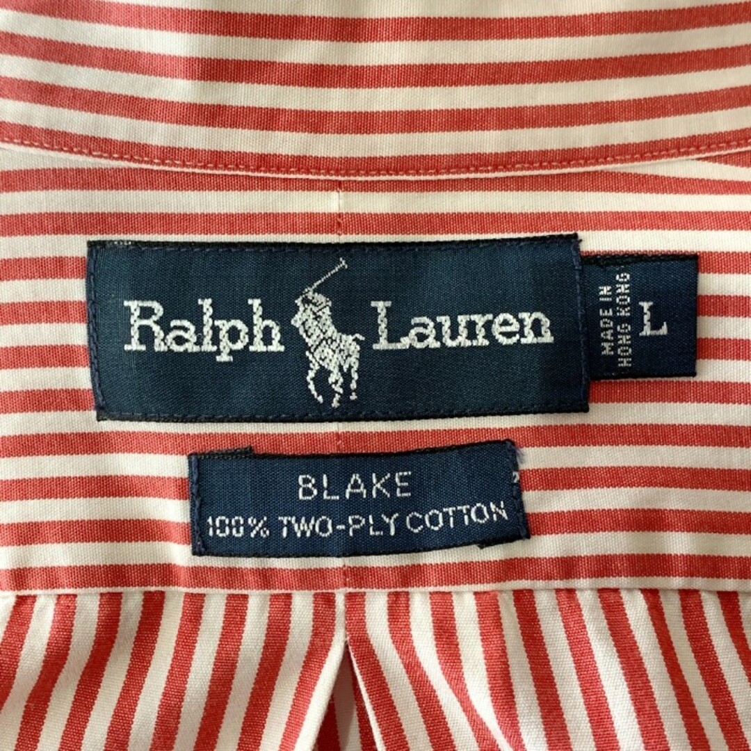 Ralph Lauren(ラルフローレン)のRalph Lauren ラルフローレン BLAKE ストライプ ボタンダウンシャツ TWO-PLY-COTTON レッド ホワイト Size L メンズのトップス(シャツ)の商品写真