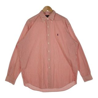 ラルフローレン(Ralph Lauren)のRalph Lauren ラルフローレン BLAKE ストライプ ボタンダウンシャツ TWO-PLY-COTTON レッド ホワイト Size L(シャツ)