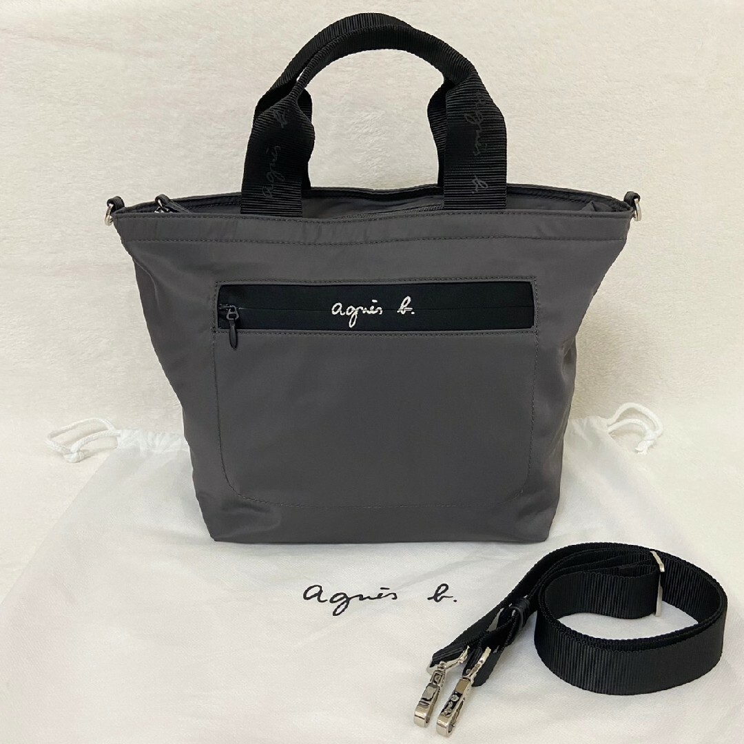 極美品 アニエスベーボヤージュ 2way トートバッグ PAS07-01 グレー-