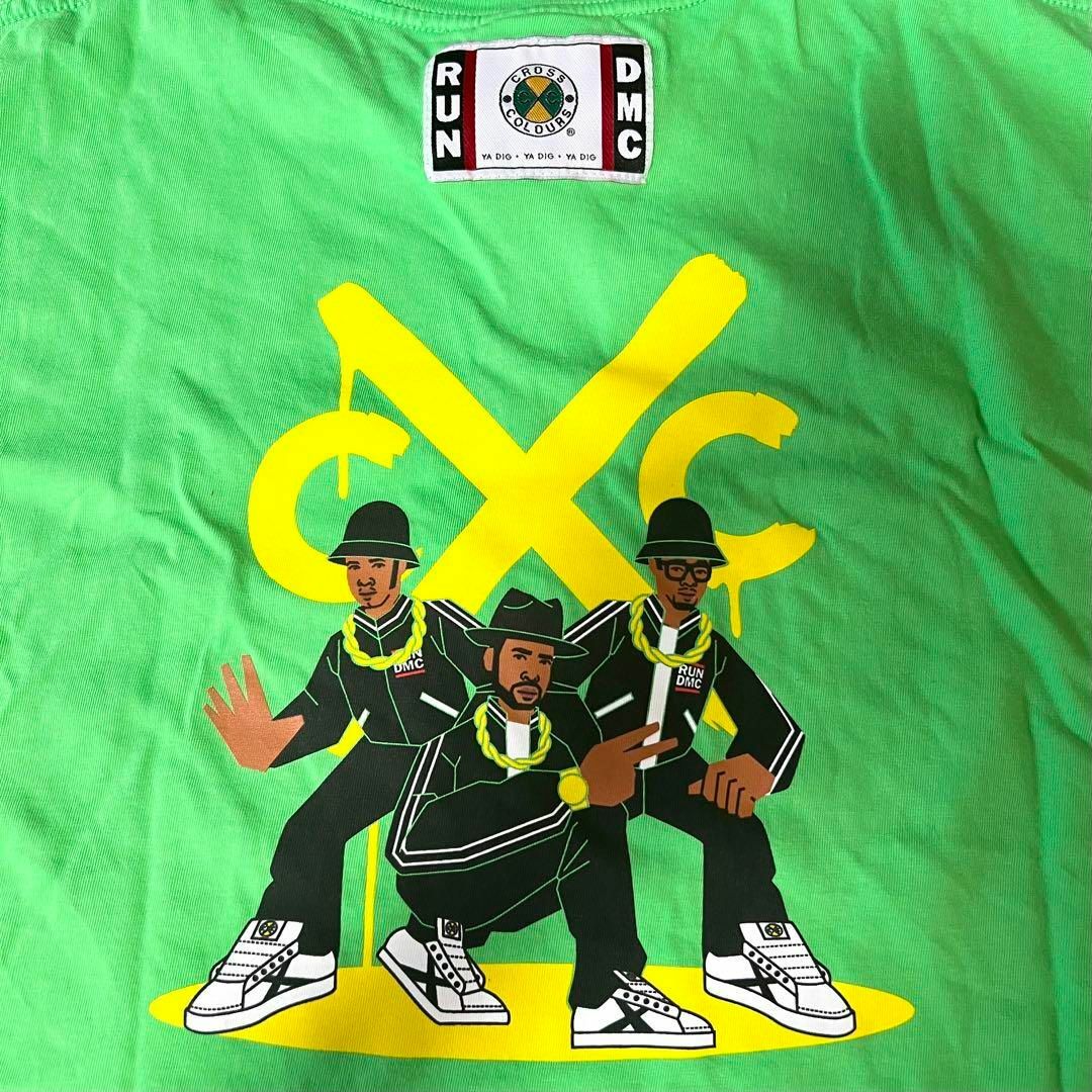 US限定】RUN DMC ヴィンテージ風Tシャツ クロスカラーズ グリーン-