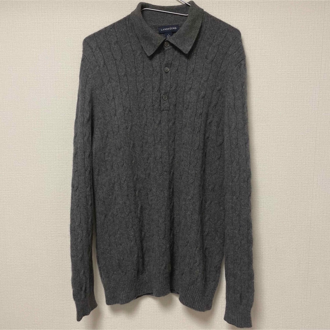 LANDS' END ランズエンド ポロニット カシミヤ100% M