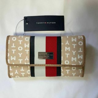 トミーヒルフィガー(TOMMY HILFIGER)の【新品】トミーヒルフィガー 長財布 トリコロール柄 ベージュ USA レア(財布)