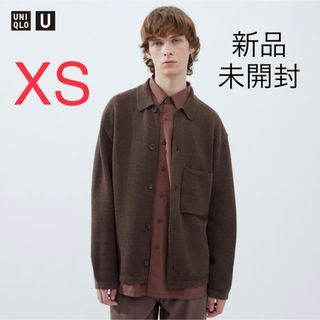 ユニクロ(UNIQLO)のユニクロU ニットオーバーシャツジャケット ブラウン XS(カーディガン)