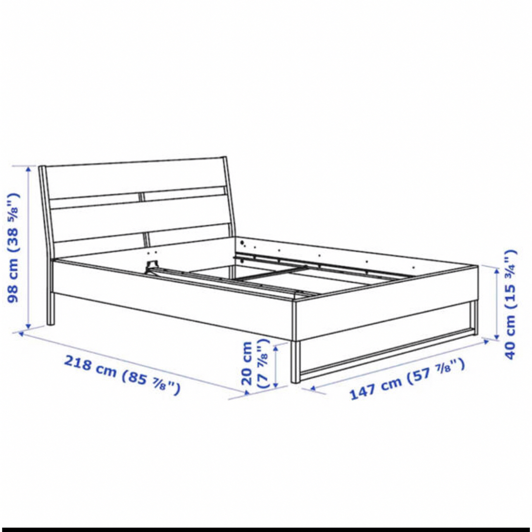 IKEA(イケア)のIKEA ダブルベッド　すのこセット インテリア/住まい/日用品のベッド/マットレス(ダブルベッド)の商品写真