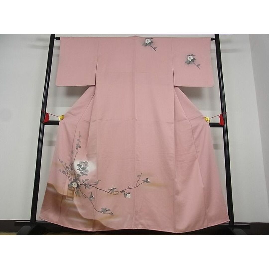 平和屋-こころ店■訪問着 枝花文 暈し染 金彩 着丈157cm 裄丈63.5cm 正絹 逸品 B-wt9340