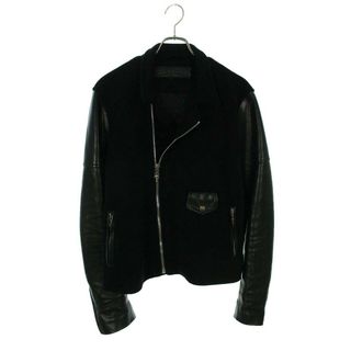 クロムハーツ(Chrome Hearts)のクロムハーツ  CRETIN/クリティン 袖レザーカシミアライダースレザージャケット メンズ M（JVP）(レザージャケット)