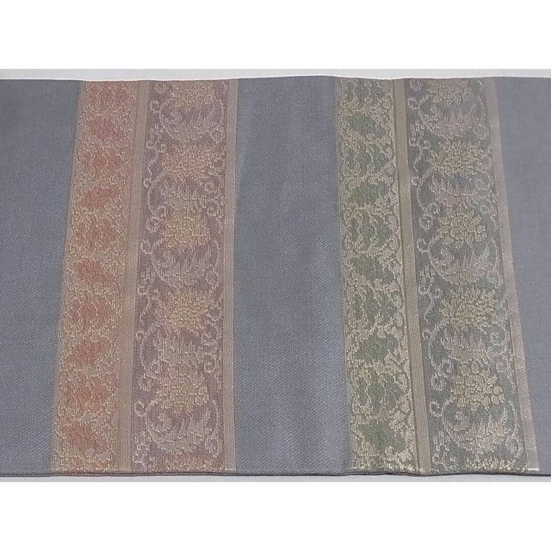 平和屋-こころ店■九寸名古屋帯 横段花唐草文 金糸 正絹 逸品 A-sx7588