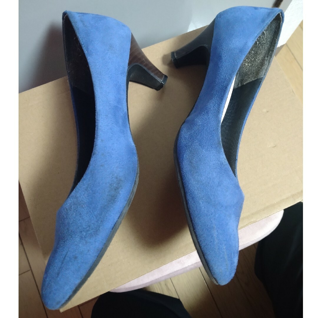 日本製 歩きやすい壊れにくい22.5cmパンプスブルー5cmヒール レディースの靴/シューズ(ハイヒール/パンプス)の商品写真