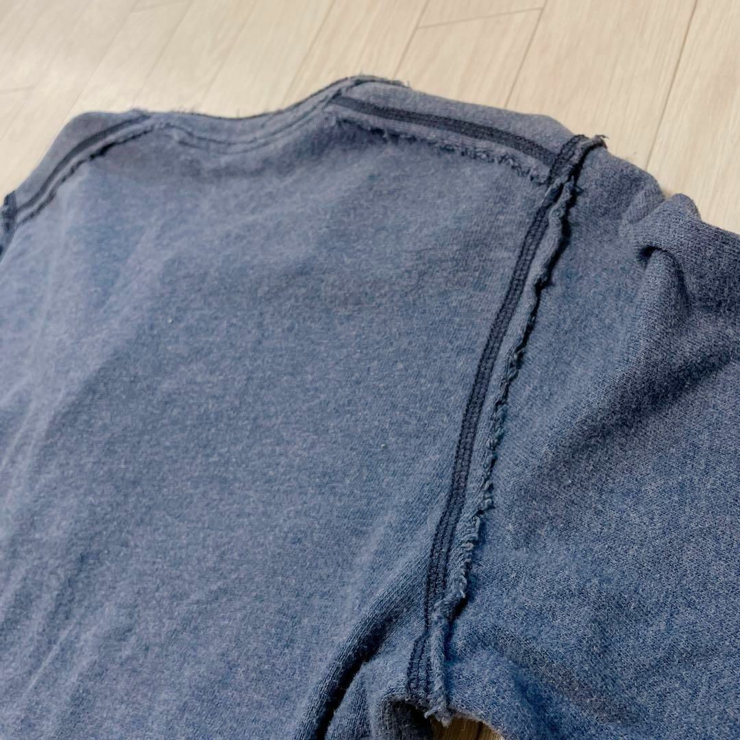 UNIQLO(ユニクロ)のUNIQLO ヘンリーネック 長袖 カットソー ブルー コットン メンズのトップス(Tシャツ/カットソー(七分/長袖))の商品写真