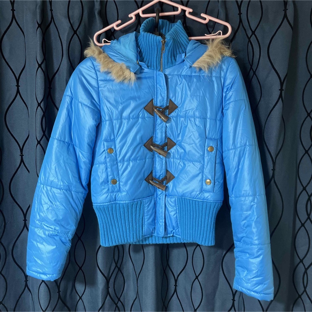 リアルラクーンファー ダウンジャケット スカイブルー レディースのジャケット/アウター(ダウンジャケット)の商品写真