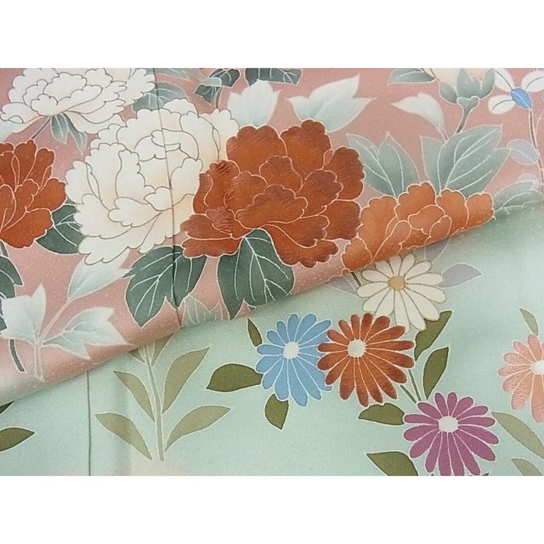 平和屋-こころ店□訪問着 刺繍 霞草花文 暈し染め 金彩 着丈159cm 裄丈