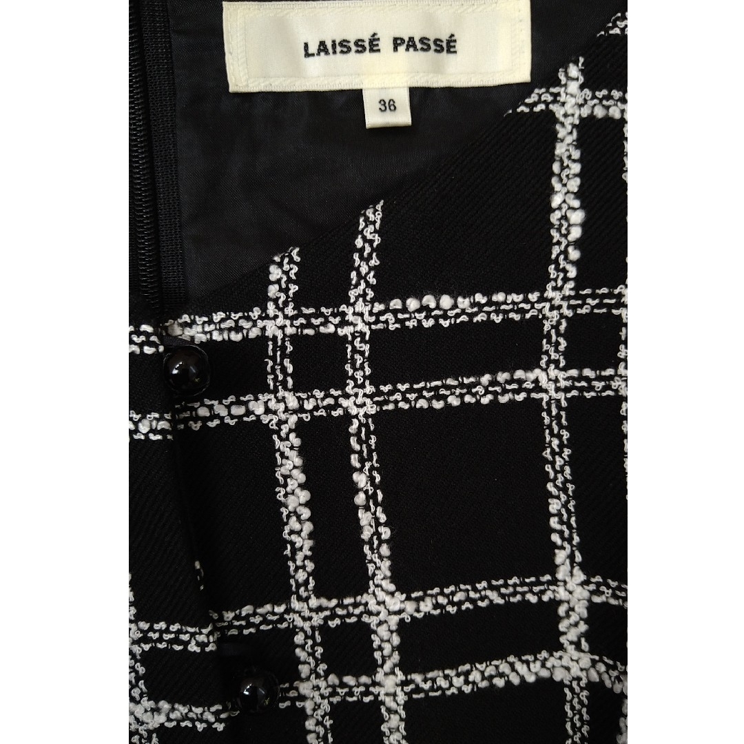 LAISSE PASSE(レッセパッセ)のレッセパッセ♡リングチェックフレアワンピース レディースのワンピース(ひざ丈ワンピース)の商品写真