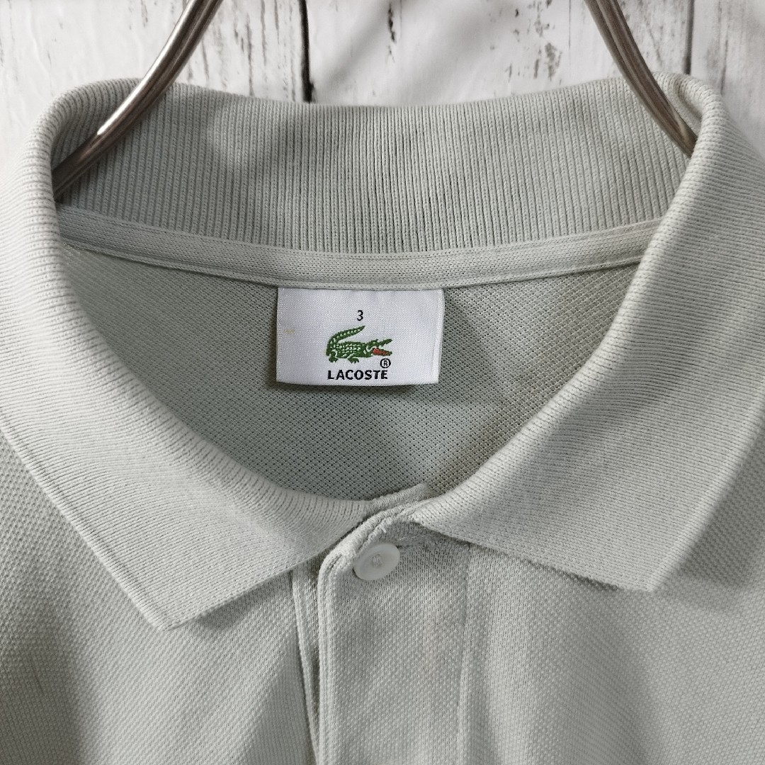 LACOSTE(ラコステ)の【LACOSTE】刺繍ワニロゴ鹿子ポロシャツ　長袖　カットオフ　秋冬　パステル メンズのトップス(ポロシャツ)の商品写真