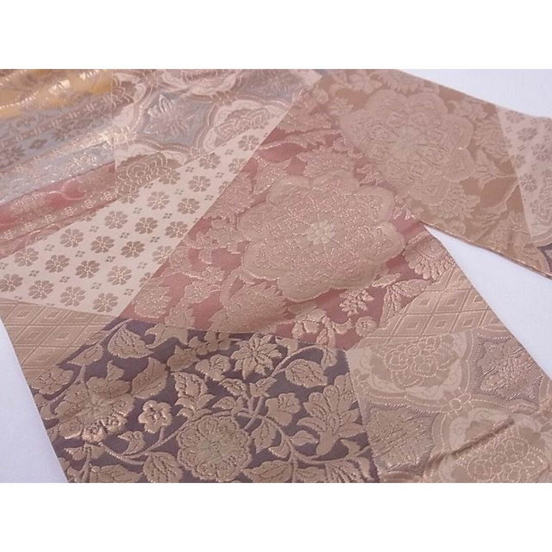 平和屋-こころ店■九寸名古屋帯 吉祥花唐草文 正絹 逸品 A-br5745
