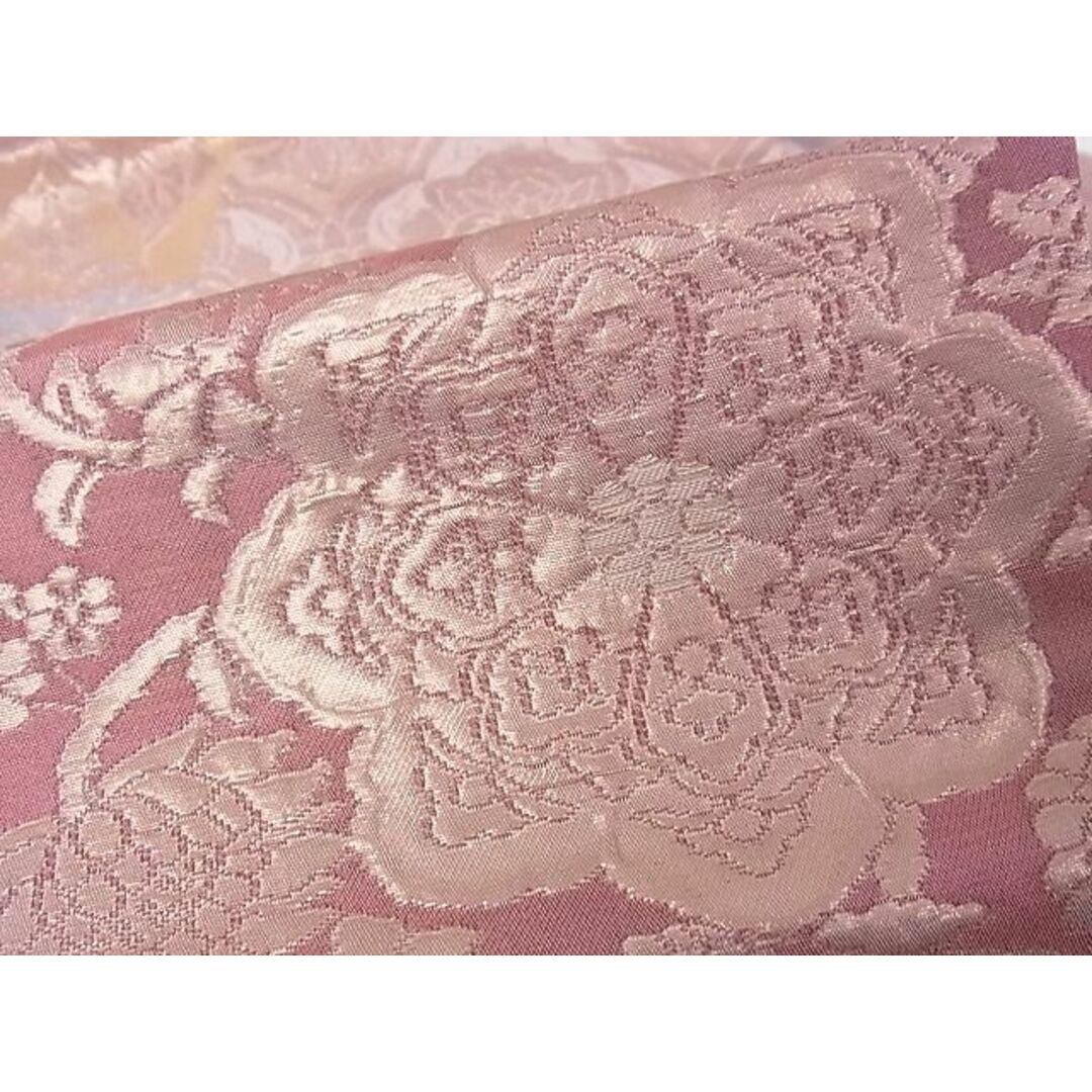 平和屋-こころ店■九寸名古屋帯 吉祥花唐草文 正絹 逸品 A-br5745