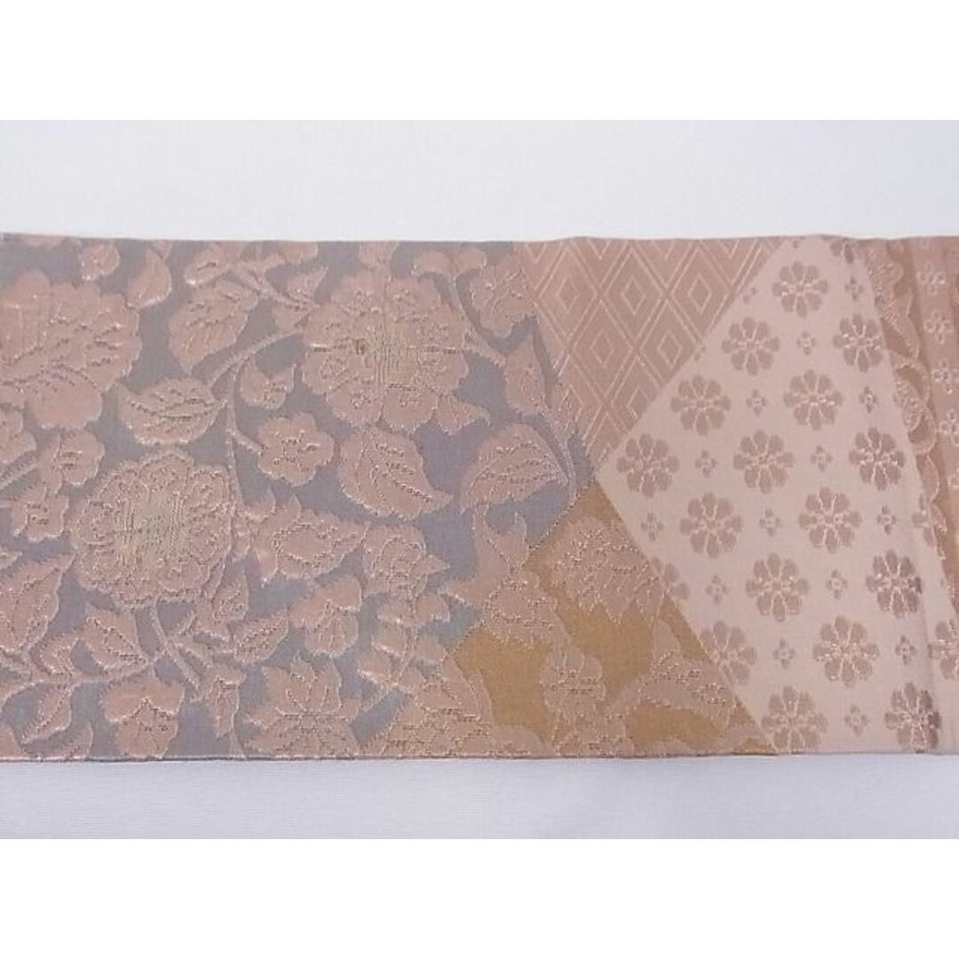 平和屋-こころ店■九寸名古屋帯 吉祥花唐草文 正絹 逸品 A-br5745