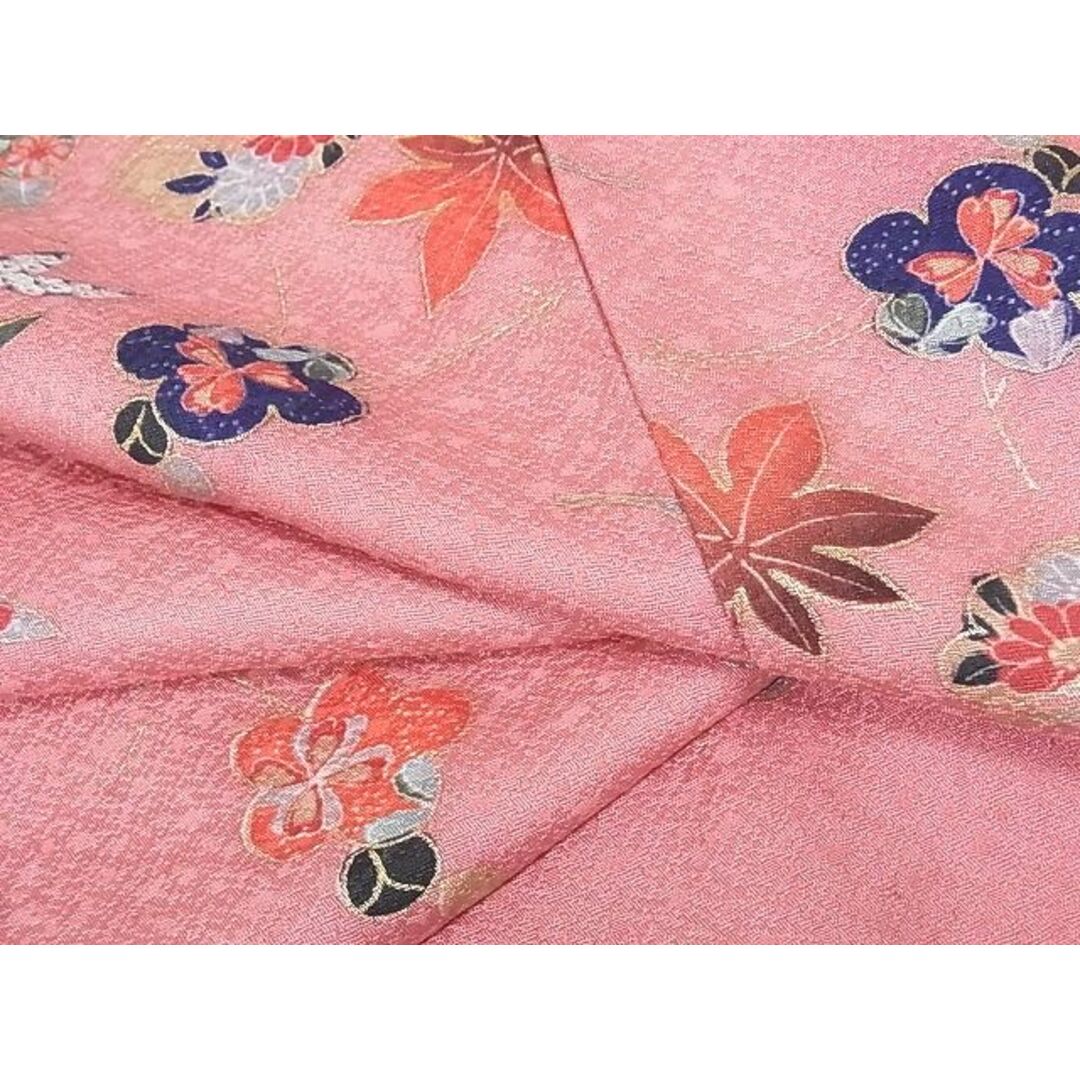 平和屋-こころ店■上質な小紋　吉祥草花文　金彩　着丈157cm　裄丈65cm　正絹　逸品　A-cs5257