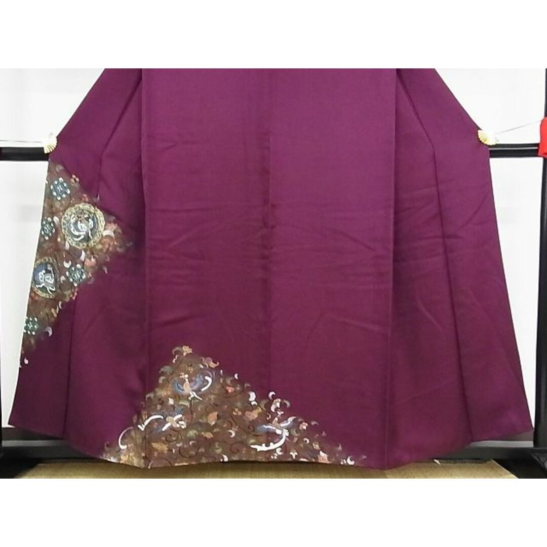平和屋-こころ店■訪問着 更紗花鳥文 金彩 着丈155cm 裄丈63cm 正絹 逸品 B-np8629