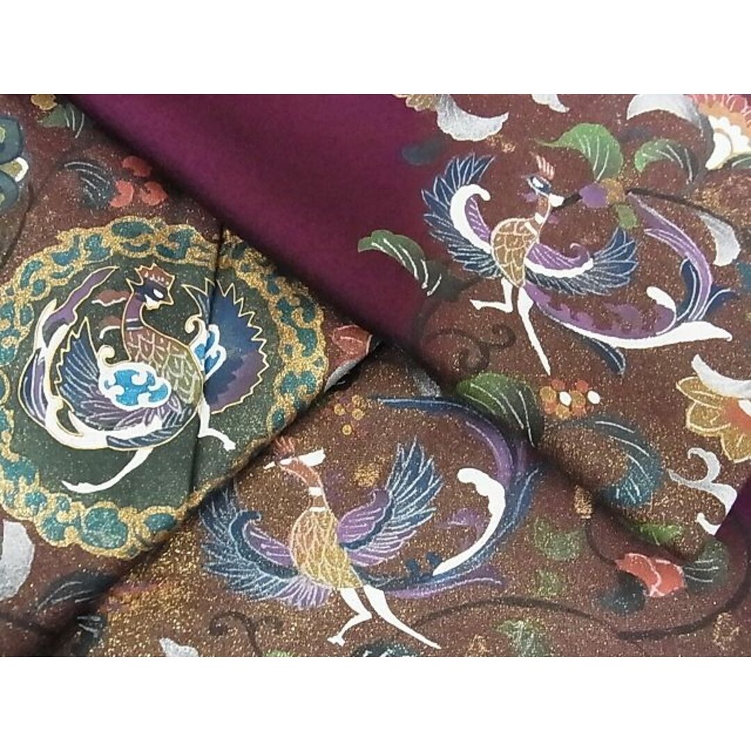 平和屋-こころ店■訪問着 更紗花鳥文 金彩 着丈155cm 裄丈63cm 正絹 逸品 B-np8629