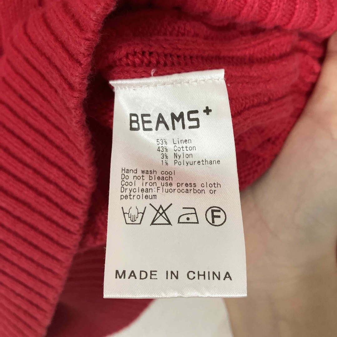 BEAMS PLUS(ビームスプラス)のBEAMS+ リネンコットン素材 クルーネックケーブル編みニット メンズのトップス(ニット/セーター)の商品写真