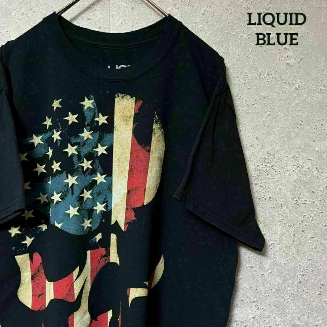 90's LIQUID BLUE リキッドブルー Tシャツ 半袖 スケルトン M