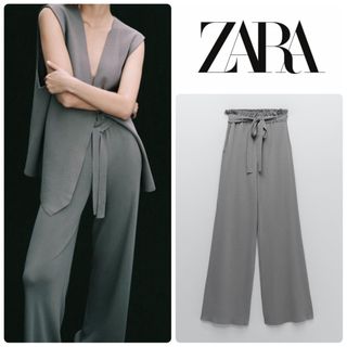 ザラ(ZARA)のZARA ザラ ニットトラウザーズパンツ　M→XS ウエストゴム(カジュアルパンツ)