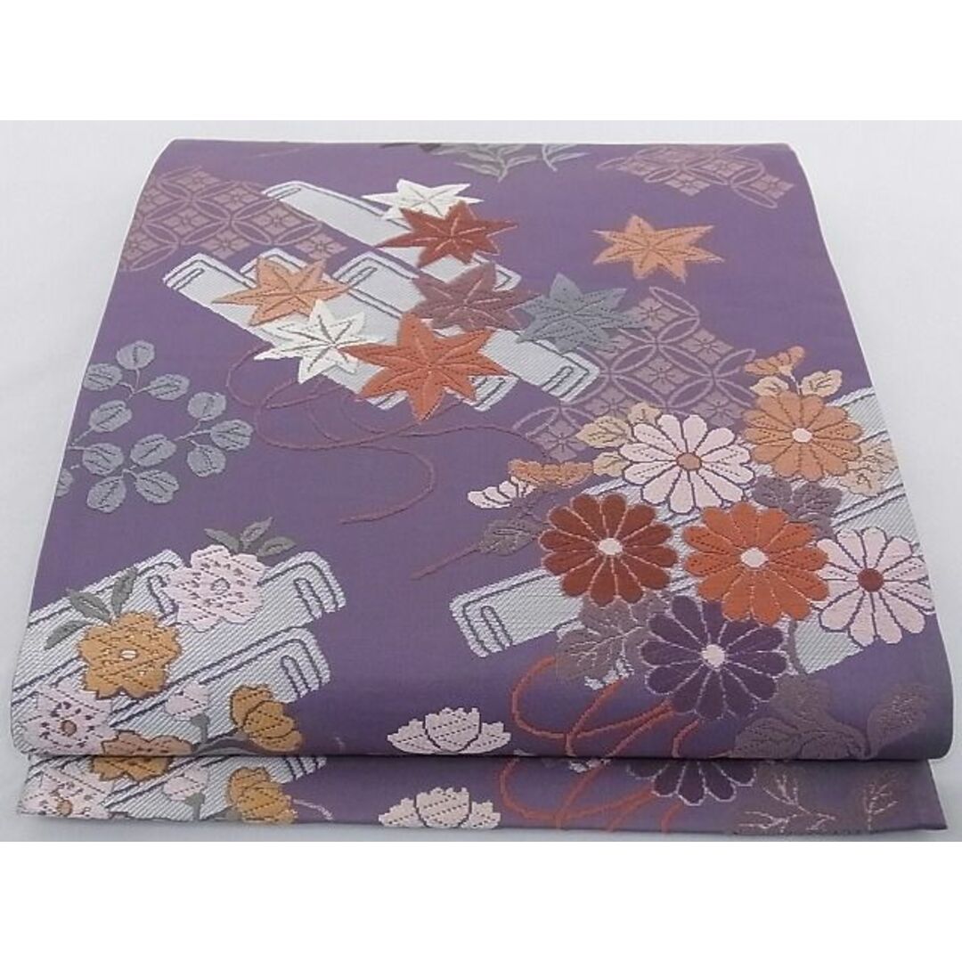 平和屋-こころ店□六通柄袋帯 唐織 花筏文 金糸 正絹 逸品 A-az5738の ...