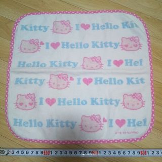 ハローキティ(ハローキティ)の⭐サンリオ ハローキティI LOVE KITTY 猫 ハート柄 ハンドタオル⭐️(キャラクターグッズ)