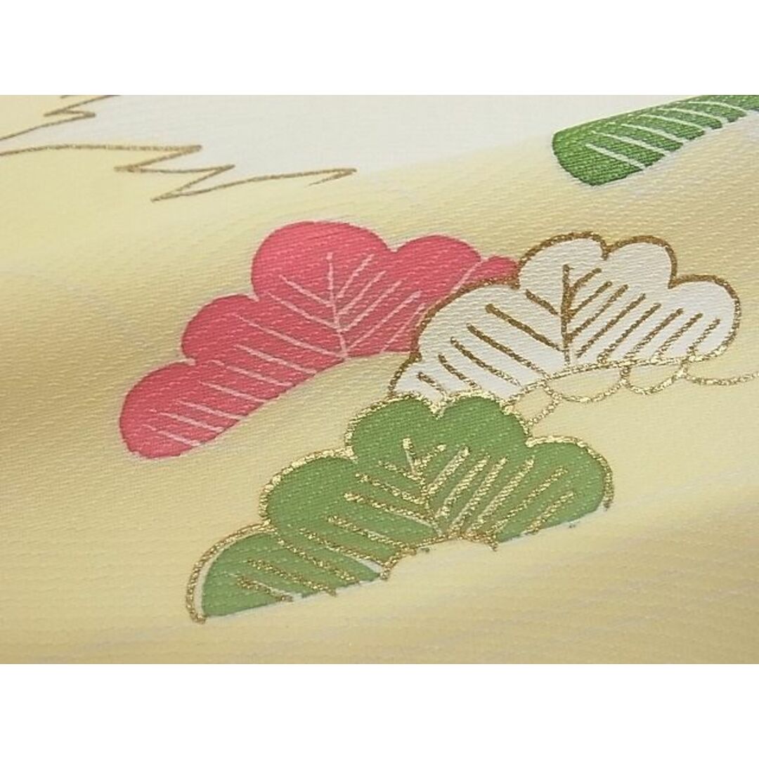 平和屋-こころ店■訪問着 駒刺繍 松竹梅流水風景文 金彩 着丈160.5cm 裄丈67cm 正絹 逸品 A-br5008
