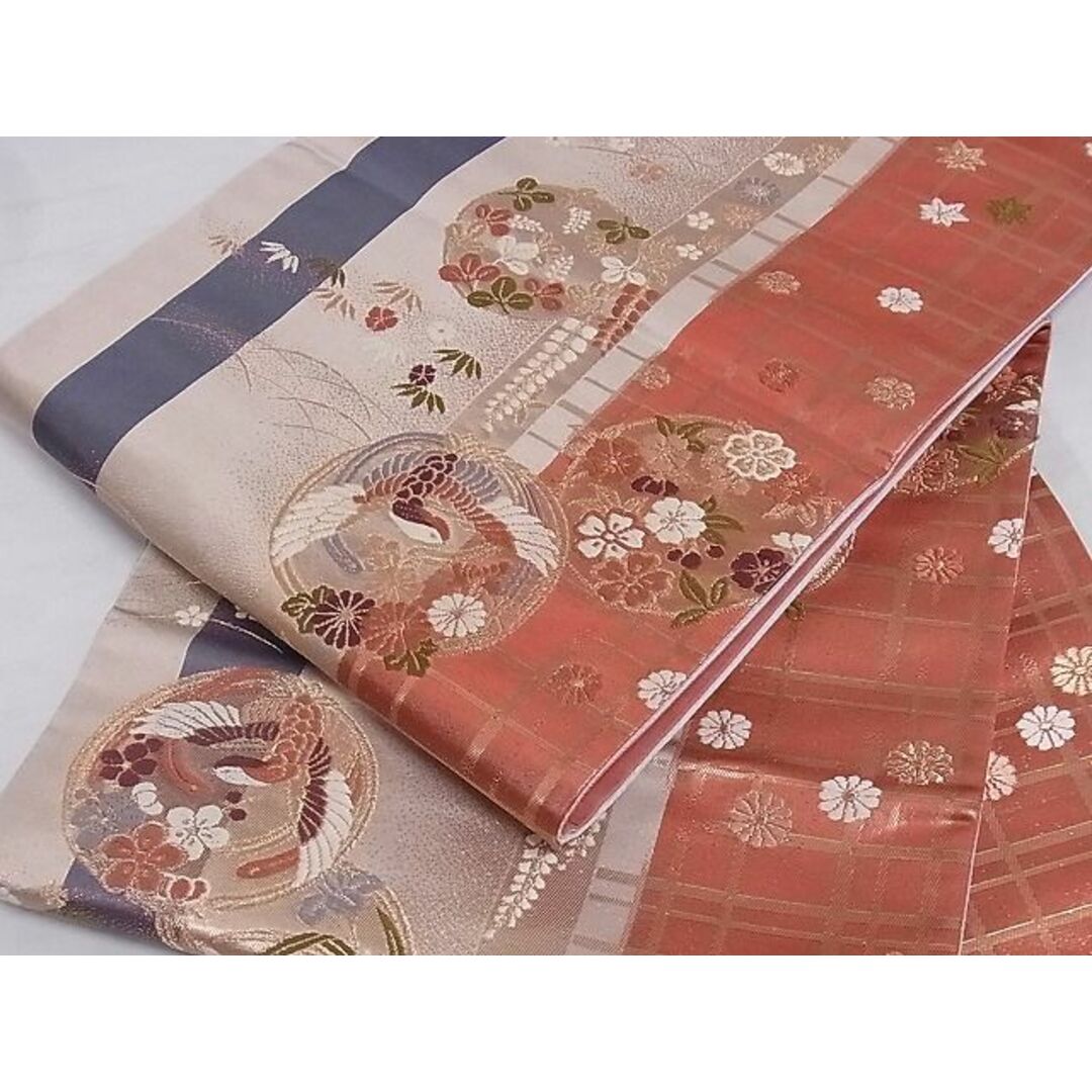平和屋-こころ店■六通柄袋帯 唐織 花鳥丸文 金糸 正絹 逸品 A-sx7545 | フリマアプリ ラクマ