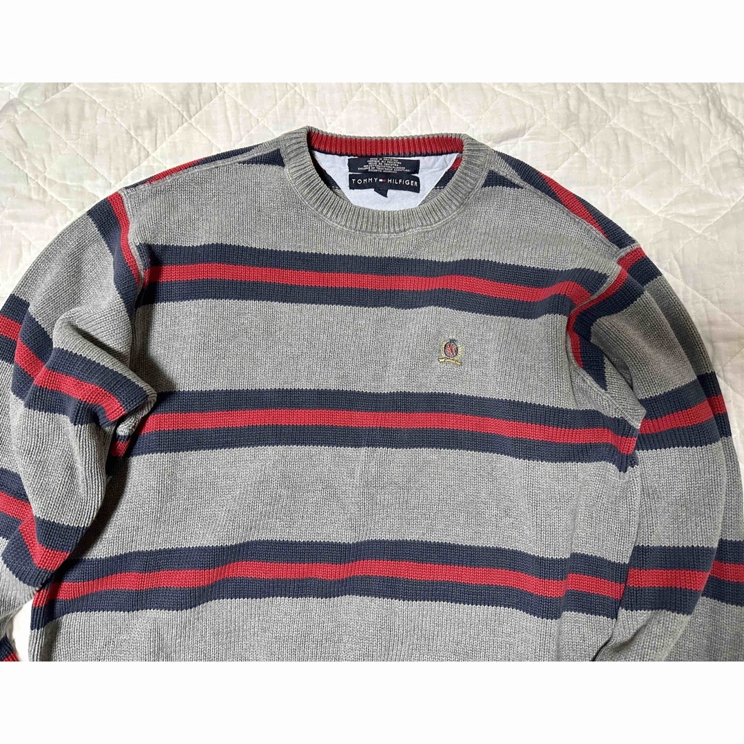 TOMMY HILFIGER(トミーヒルフィガー)の90sトミーヒルフィガー カレッジ風コットンニット メンズのトップス(ニット/セーター)の商品写真