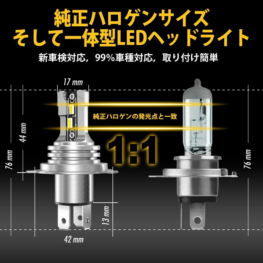 【サイズ:H4LED】RUICC H4 LEDヘッドライト Hi/Lo 車検対応