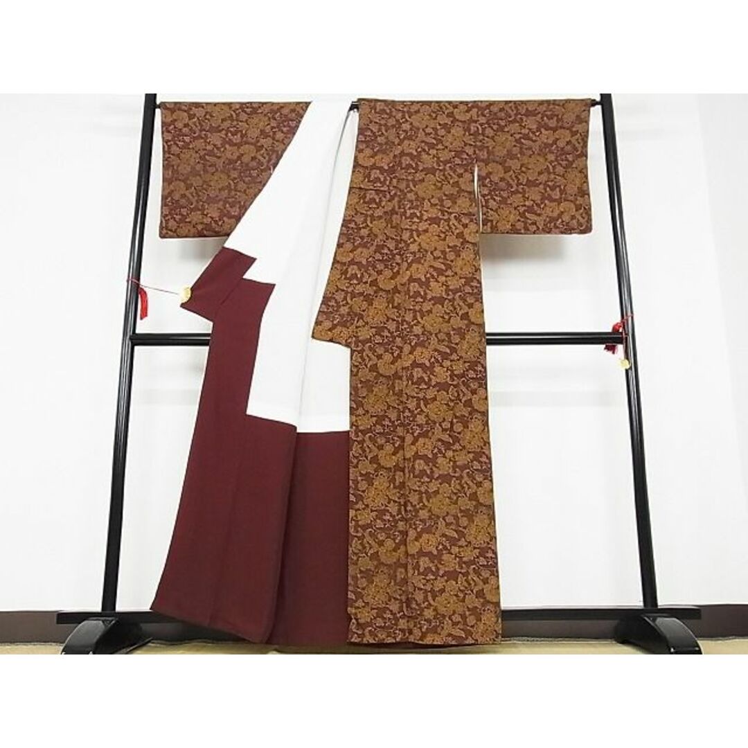 平和屋-こころ店■上質な小紋 更紗花文 着丈161cm 裄丈68cm 正絹 逸品 B-ey5770
