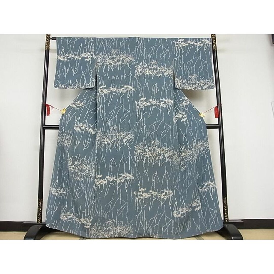 平和屋-こころ店■上質な小紋 枝花文 着丈162cm 裄丈65cm 正絹 逸品 A-br5615
