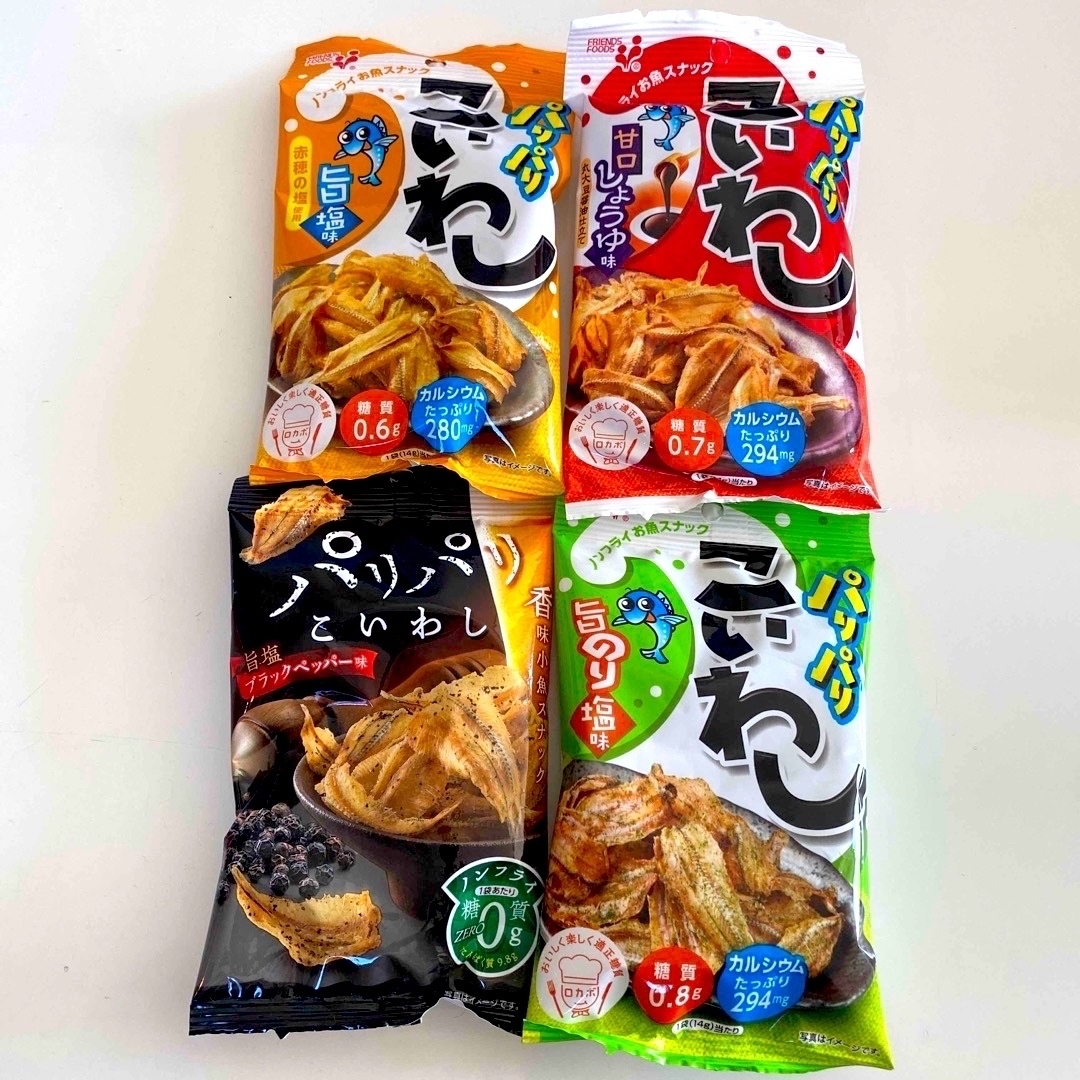 【食べ比べ】パリパリこいわし 4種類×4袋セット 井上食品 食品/飲料/酒の加工食品(乾物)の商品写真