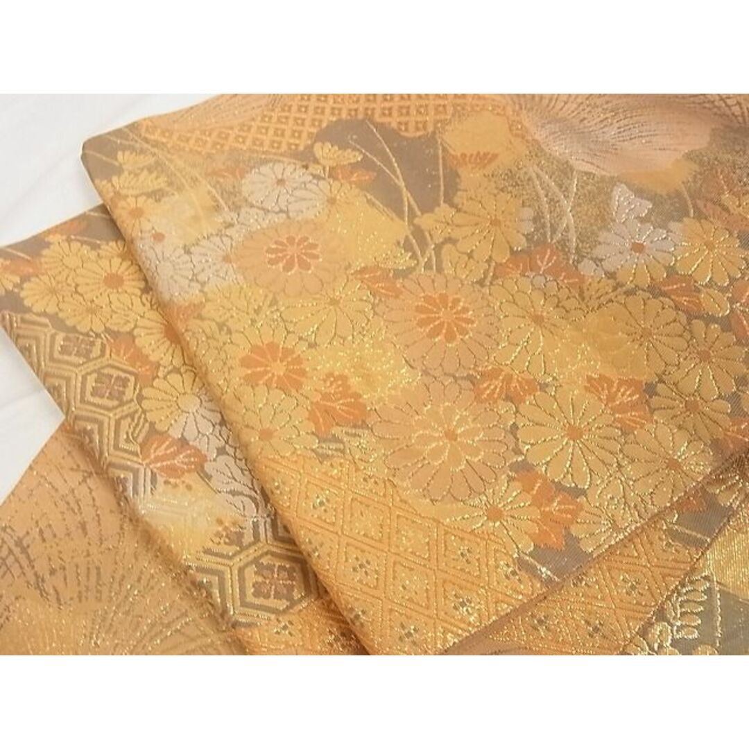 平和屋-こころ店■六通柄袋帯 草花文 金銀糸 正絹 逸品 A-ta6710