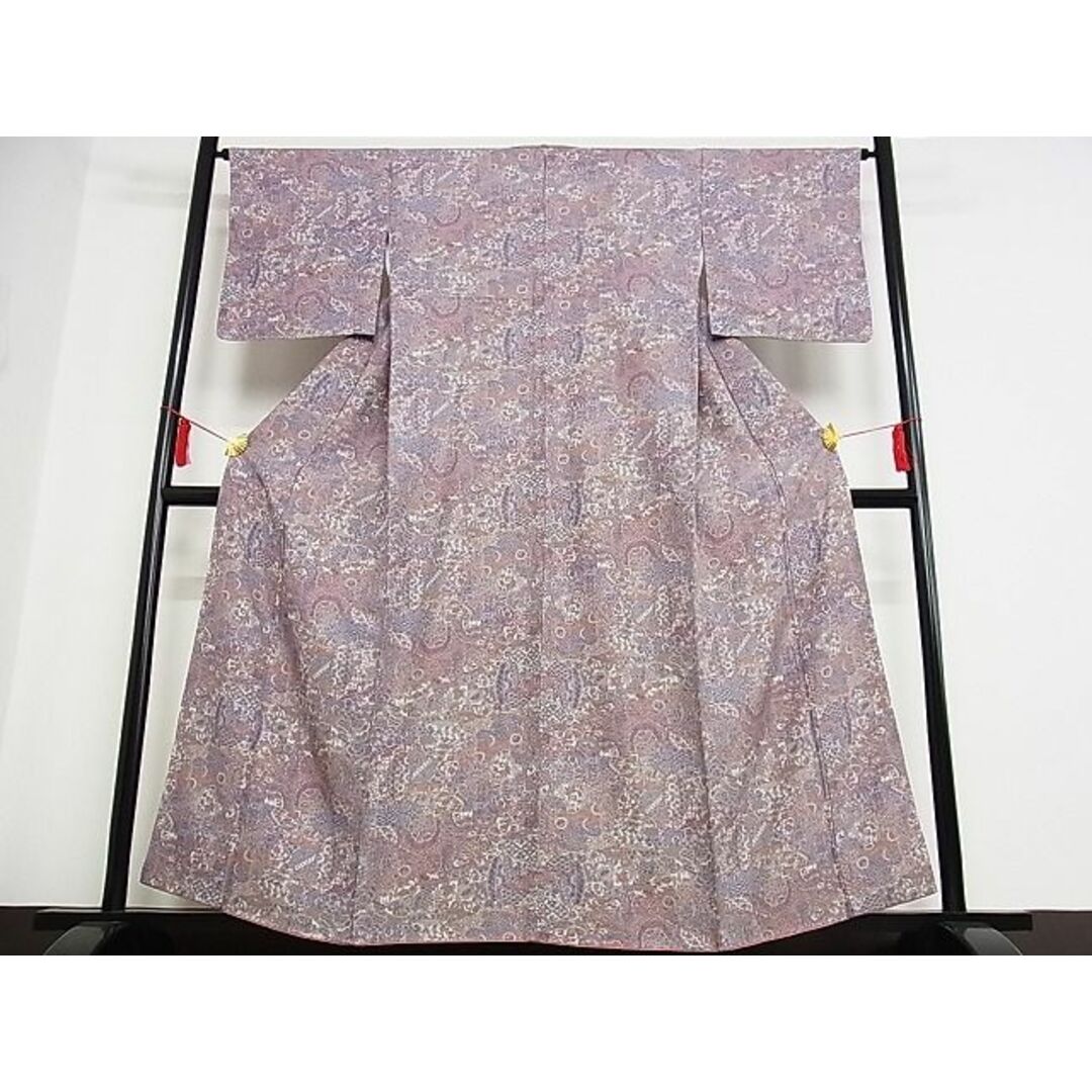 平和屋-こころ店■上質な小紋 人物草花文 着丈157cm 裄丈64cm 正絹 逸品 B-oa6305
