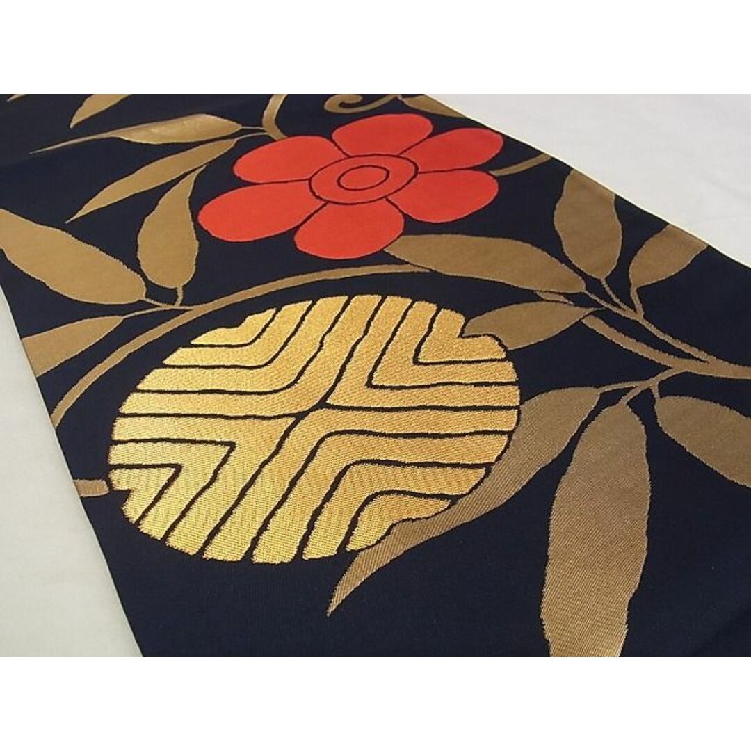 平和屋-こころ店□九寸開き名古屋帯 花唐草文 金糸 正絹 逸品 A-pf5334 ...