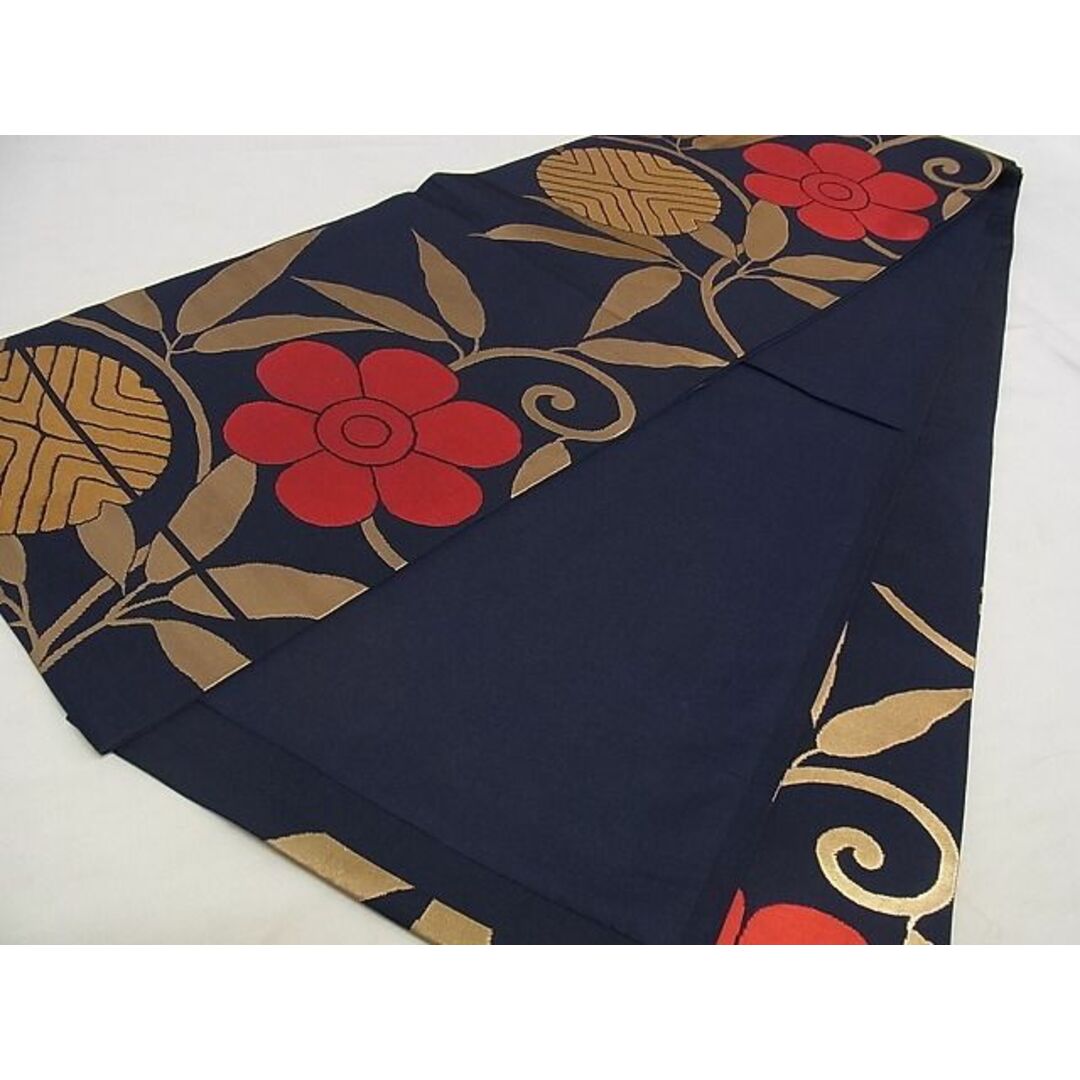 平和屋-こころ店□九寸開き名古屋帯 花唐草文 金糸 正絹 逸品 A-pf5334 ...
