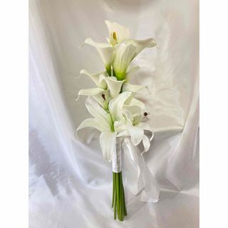⑫ゆりアームブーケ白ユリカラー結婚式ウエディングブーケ前撮り挙式 ...
