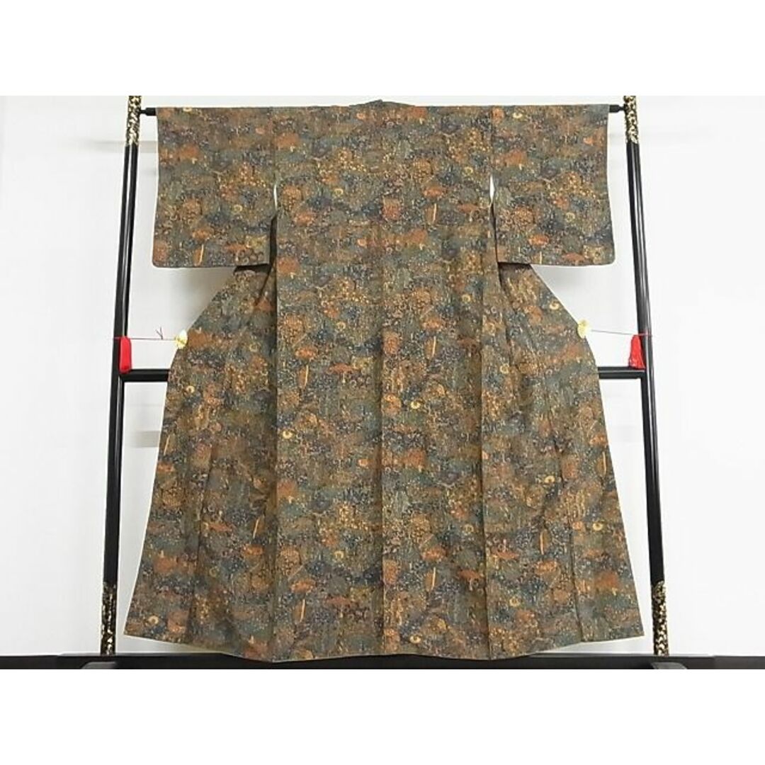 平和屋-こころ店■上質な小紋 陶器文 着丈151cm 裄丈63cm 正絹 逸品 A-ck5088