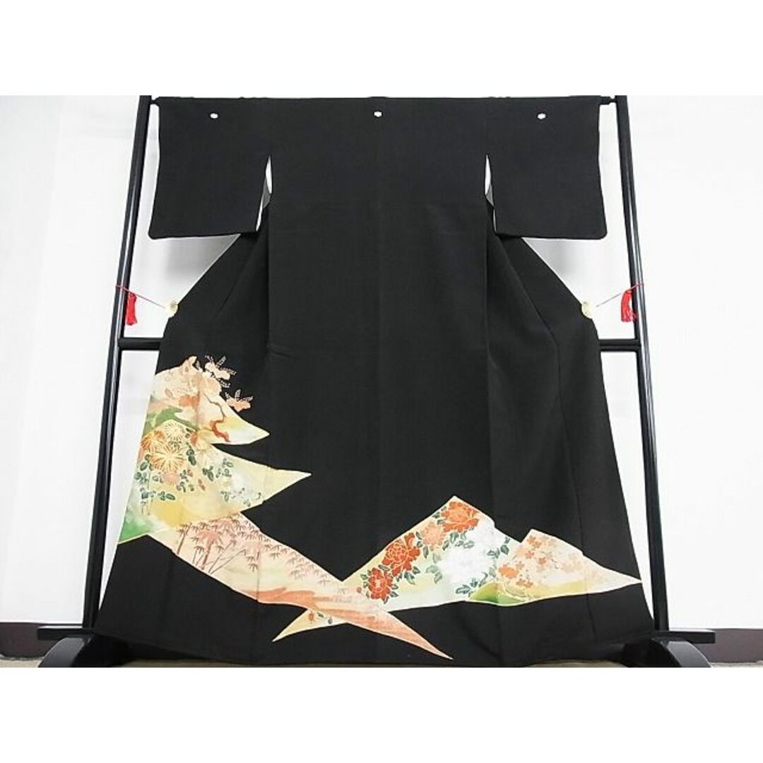 平和屋-こころ店■豪華黒留袖 駒刺繍 草花文 暈し染め 金彩 着丈160cm 裄丈63cm 正絹 逸品 B-oa6375 | フリマアプリ ラクマ