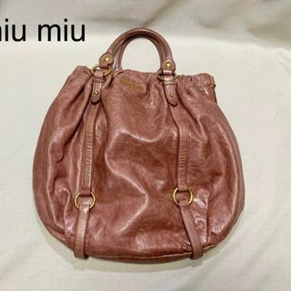 ミュウミュウ(miumiu)のmiu miu ミュウミュウ　ミュウミュウ　レザーバッグ　ピンク　トート(ハンドバッグ)