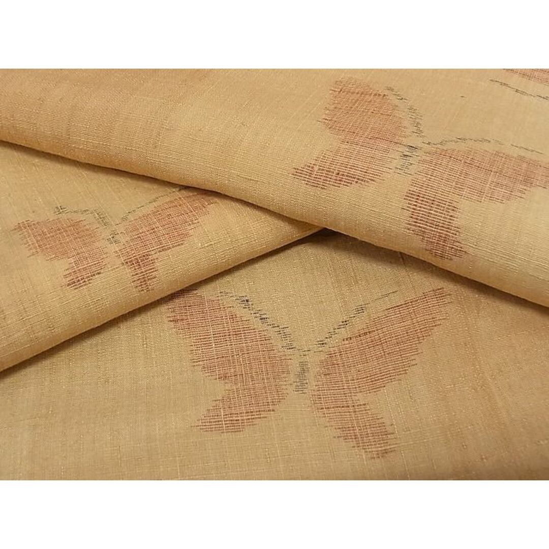 平和屋-こころ店■上質な紬 舞蝶文 着丈159cm 裄丈65cm 正絹 逸品 未使用 B-wt9190